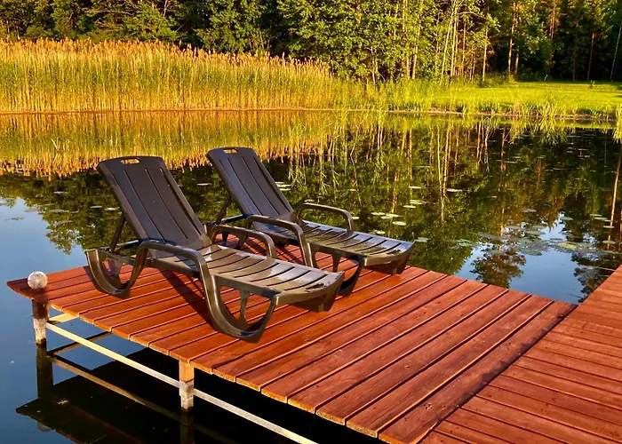 Деревянный коттедж Resort-15m Od Brzegu,prywatna Plaza,widok Na Jezioro,wi-fi